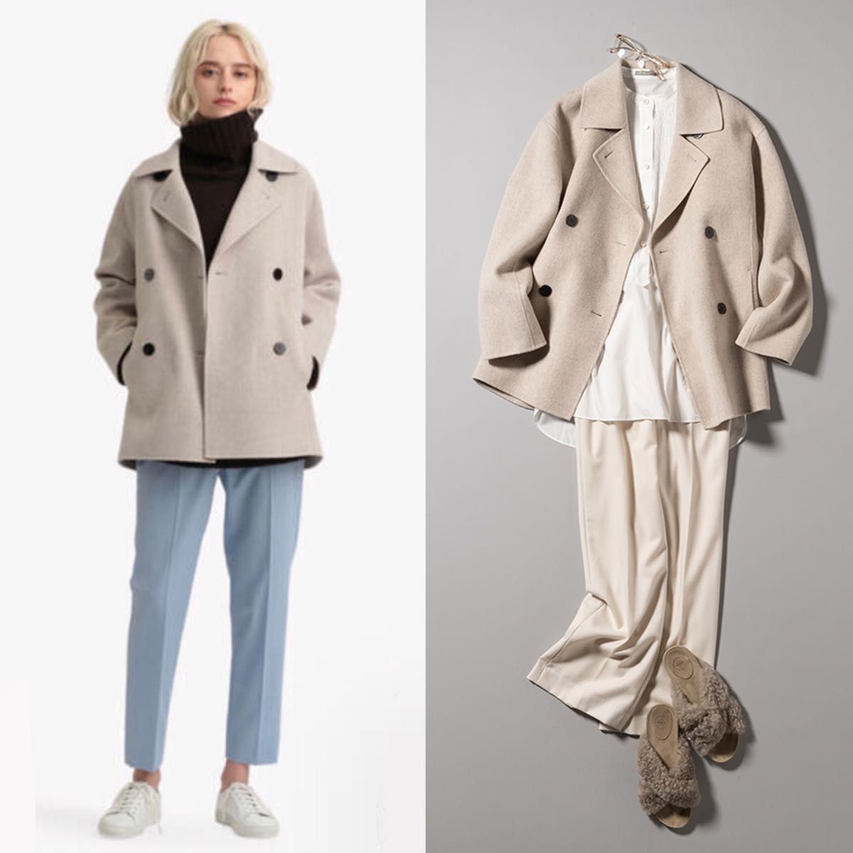 theory luxe 21AW ダブルブレスト ピーコート