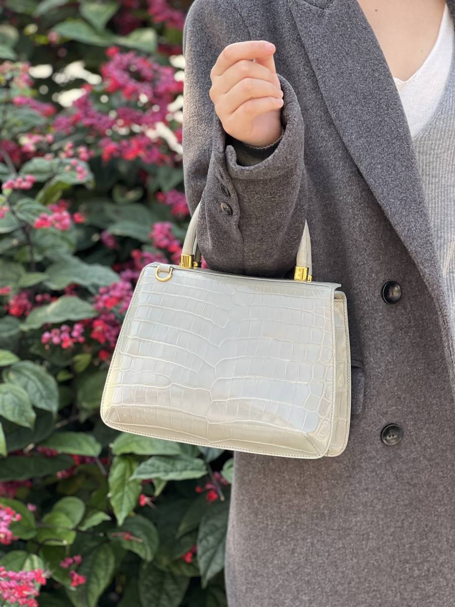 高級 クロコダイル ワニ革 本革 センター取り シャイニング