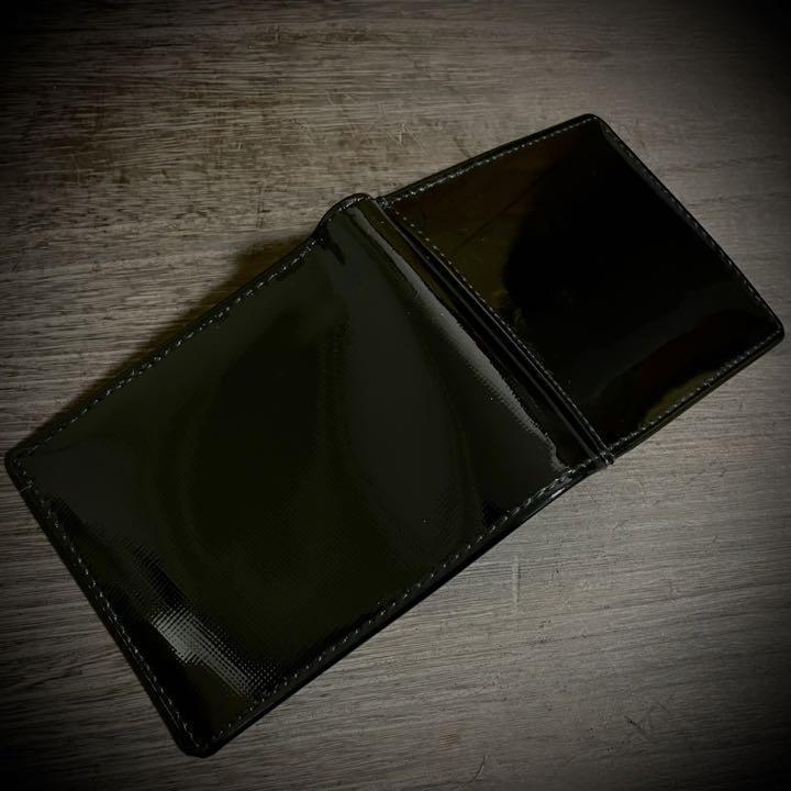 第一ネット パテントレザー 財布 折財布 カード10枚収納 大容量 艶 エナメル ブラック