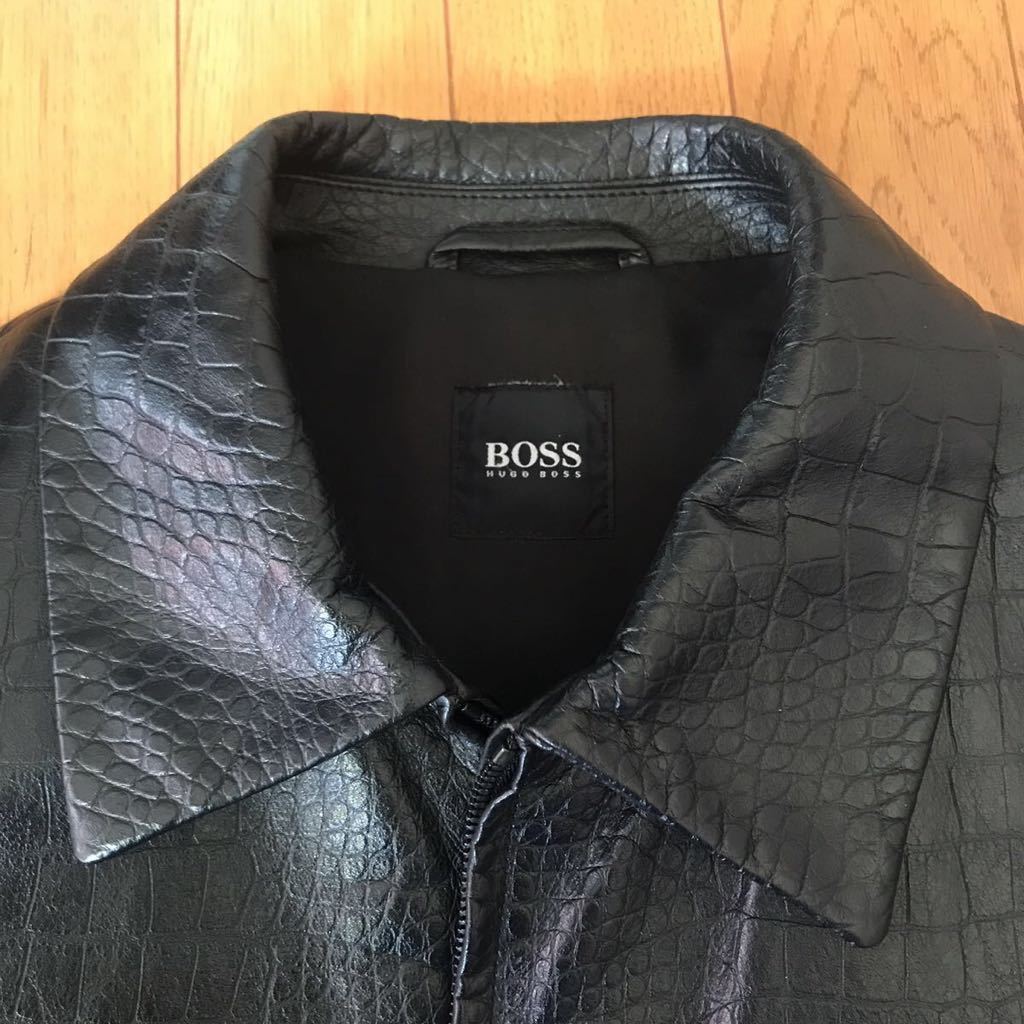ヒューゴ・ボス /BOSS HUGO BOSS レザーライダースジャケット クロコ