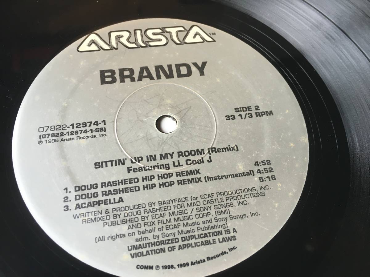 2317●Brandy Featuring LL Cool J - Sittin' Up In My Room (Remix)/Acappella Instrumental/12inch LP アナログ盤の画像6
