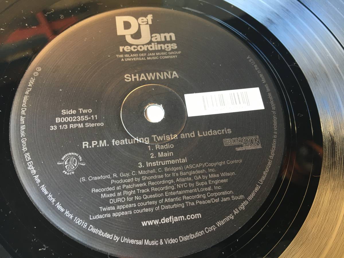 230112●Shawnna Feat. Ludacris - Shake That Sh** / B0002355-11 /2004年 Twista Ludacris Instrumental/12inch LP アナログ盤の画像5