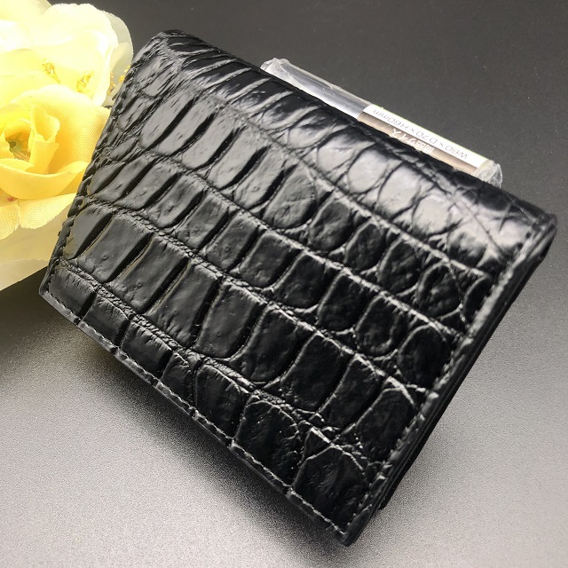 最新情報 【送料無料】本物保証・一枚革 シャム クロコダイル カード