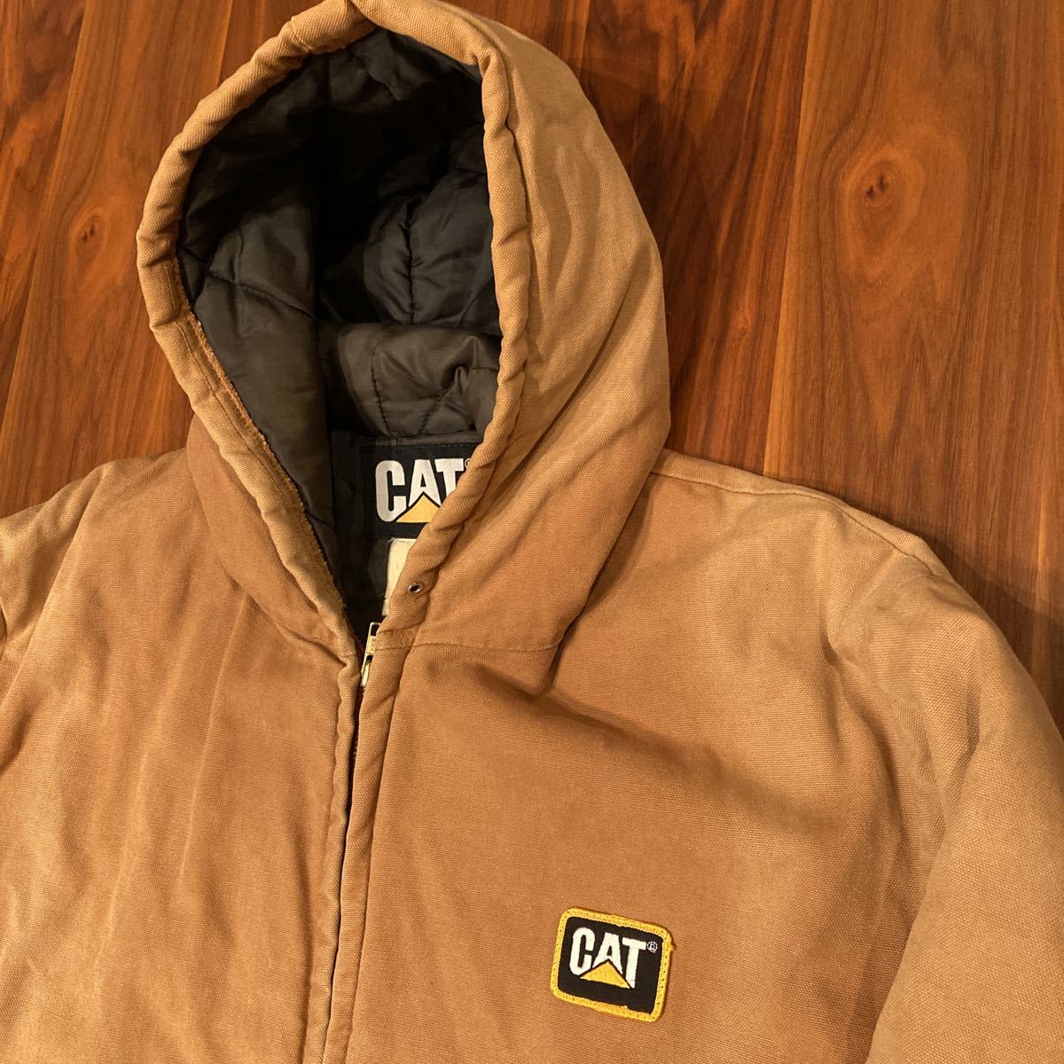 着後レビューで 送料無料 90s USA製 CATキャタピラー ダックパーカー