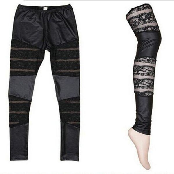 L1014 lady's sexy leggings [ black ]imite-shon leather leather ntsu fake leather slim ventilation elasticity 