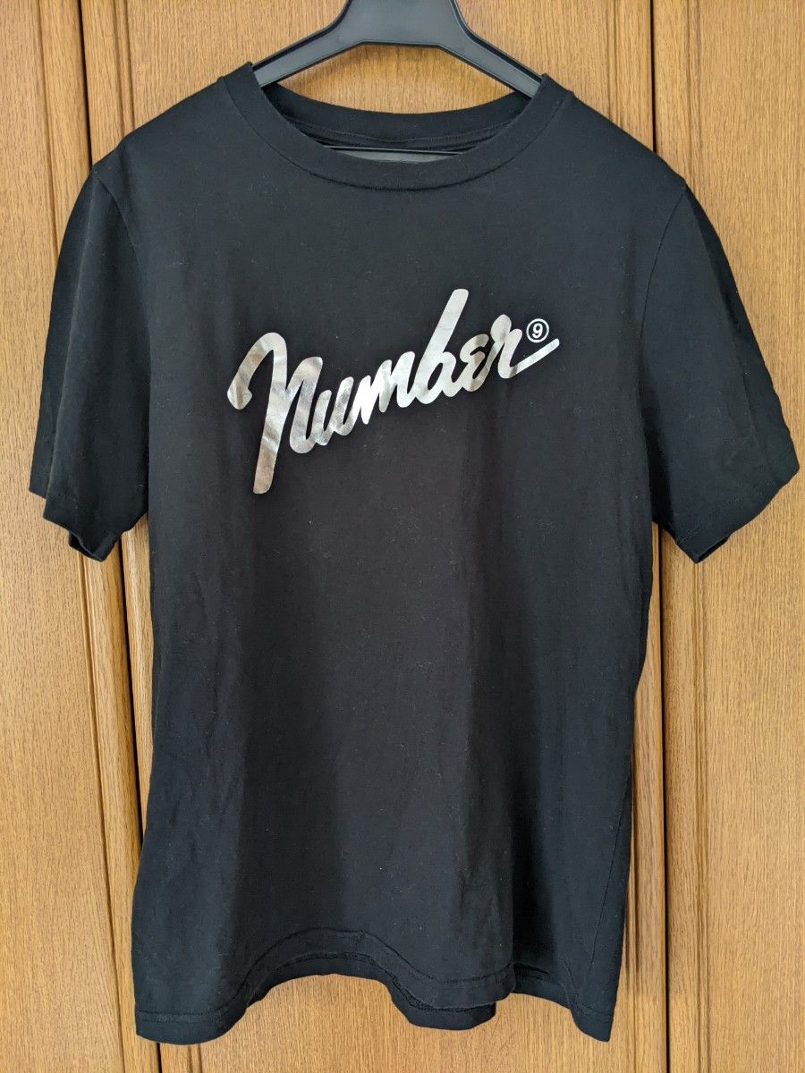 NUMBER(N)INE 半袖Tシャツ フェンダーロゴ 黒色 ブラック 銀色