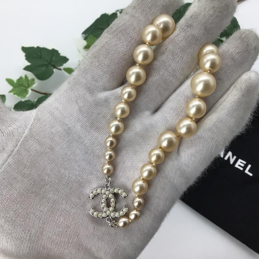 ☆T1234 美品!! シャネル ココマーク フェイクパール ネックレス 08P