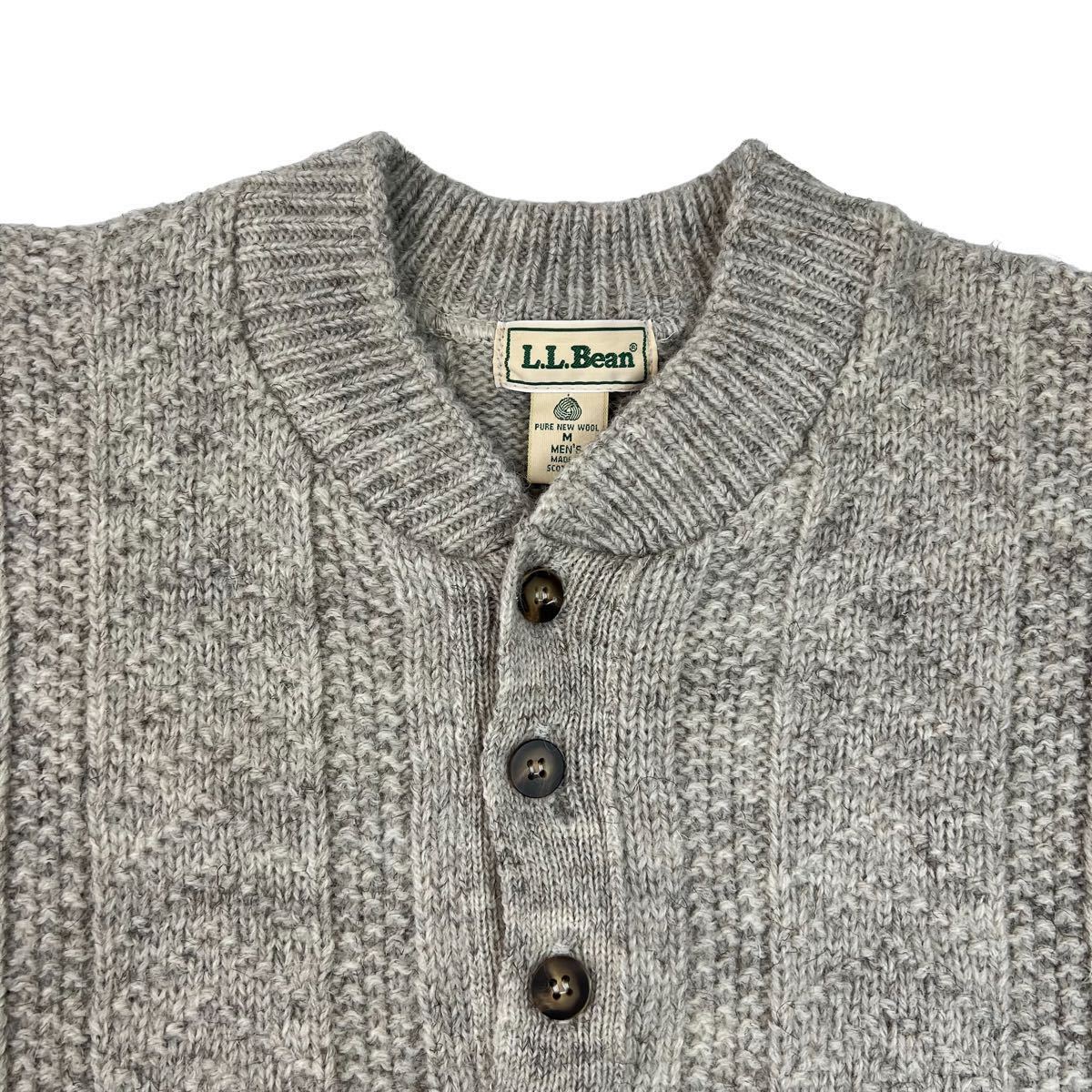 極美品 80s 90s L.L.BEAN エルエルビーン プルオーバーセーター ニット サイズM アイボリー ベージュ ウール100% スコットランド製 230103_画像3