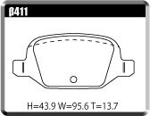 ACRE Acre brake pad dust less real rear FIAT ABARTH 595/ABARTH 595C 1.4 16V TURBO 13.01~17.02 β411