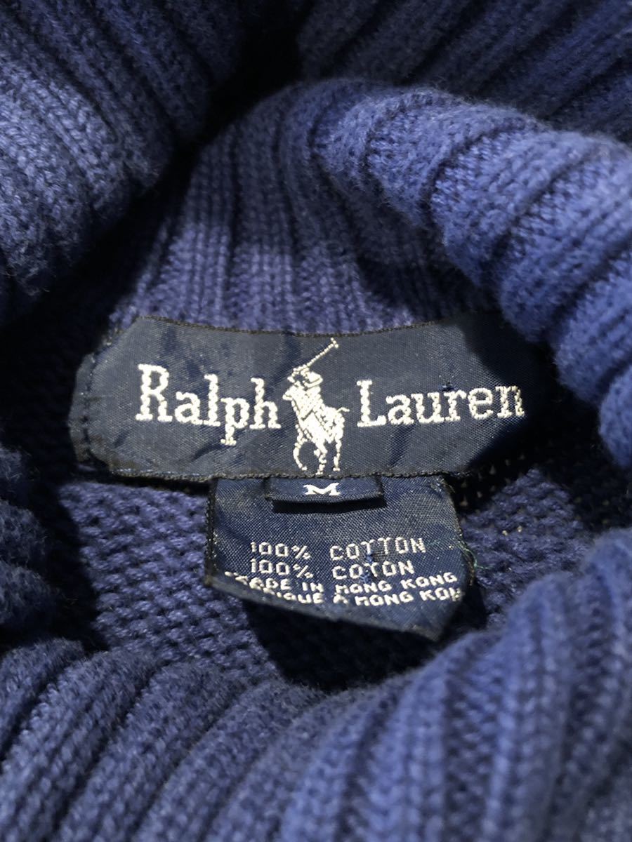 大人気 ポロラルフローレン POLO ロゴ コットン ニット L 青 ネイビー
