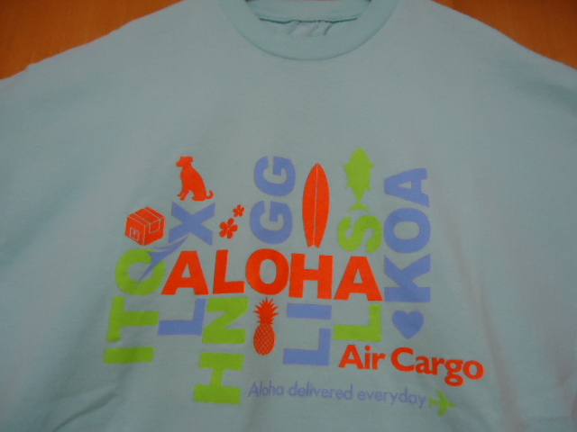 即決　ハワイ　Aloha Air Cargo　アロハエアカーゴ航空　スタッフ　Ｔシャツ　水色　XＬ_画像1