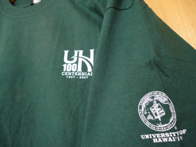 即決　ハワイ　ハワイ大学　2007'　100周年記念　限定　Ｔシャツ　濃緑色　ＸＬ_画像4