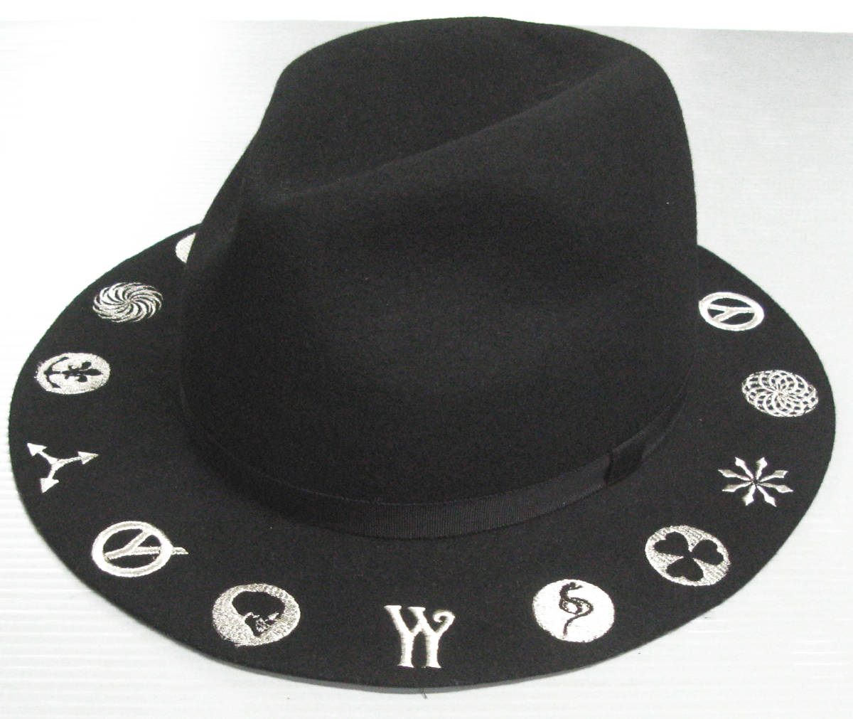 レア ヨウジヤマモト プールオム 銀糸 刺繍 ハット （ 帽子 Yohji Yamamoto pour HOMME 2015AW silver thread embroidery WOOL HAT