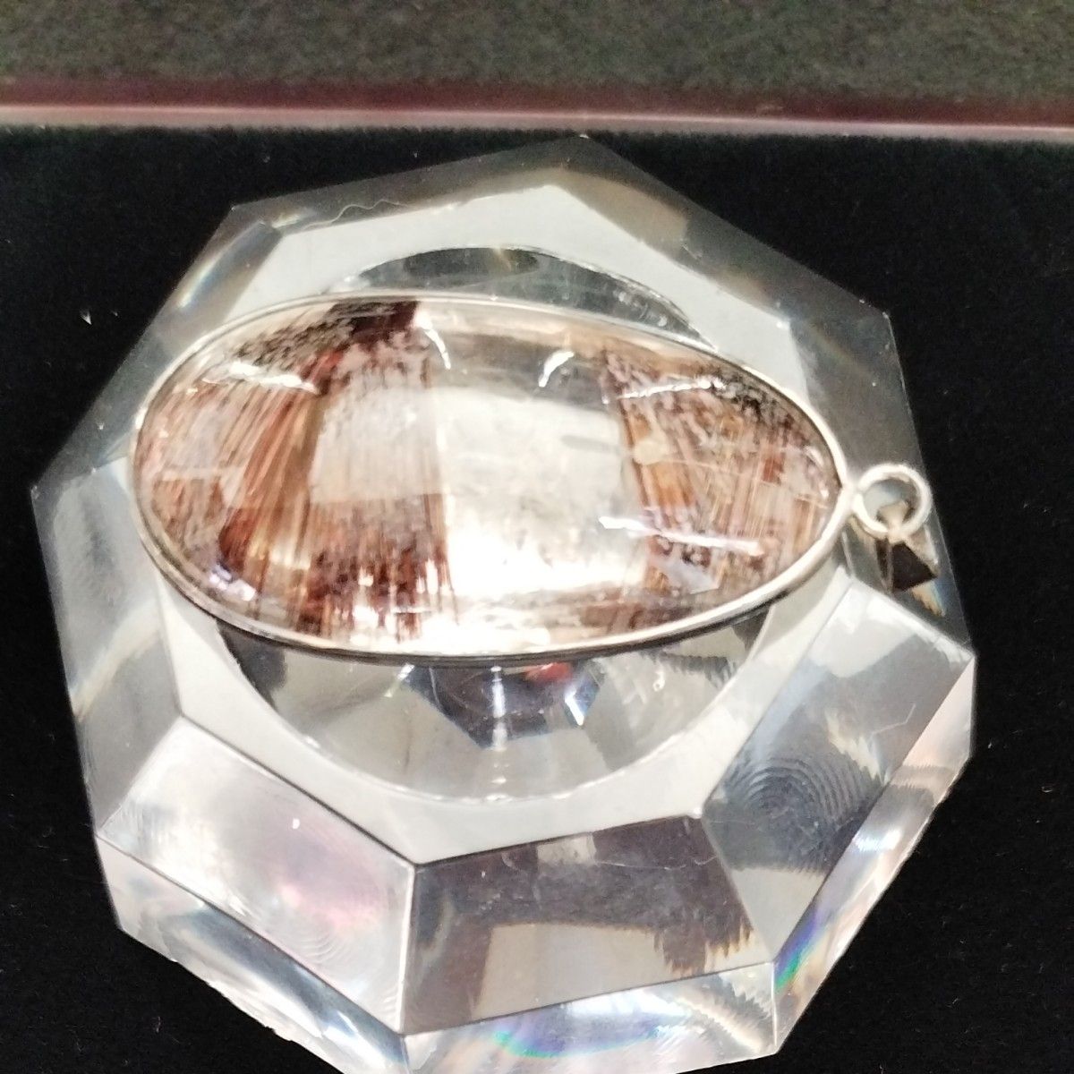 天然石　赤針水晶　透明　家族運　ペンダントトップ　NO17