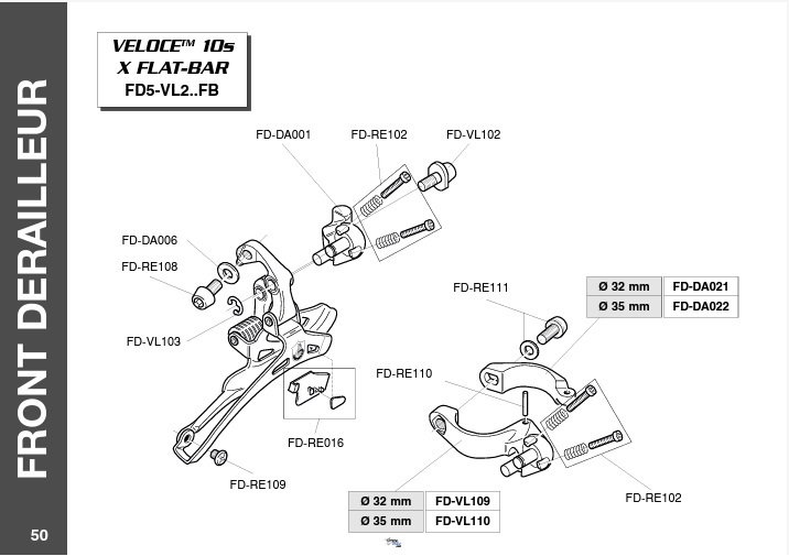 カンパニョーロ ベローチェ 2005-06 FB 10速 FD直付け 新品 Fa カンパ 10S ノーマルクランク用 ダブルクランク用 新品未使用 盾ロゴ_カンパ2005スモールパーツカタログより