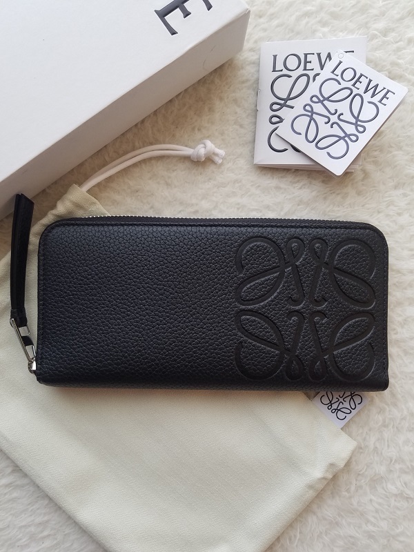 新品 LOEWE ロエベ ブラック C500U46X02 アナグラム オープン 長財布