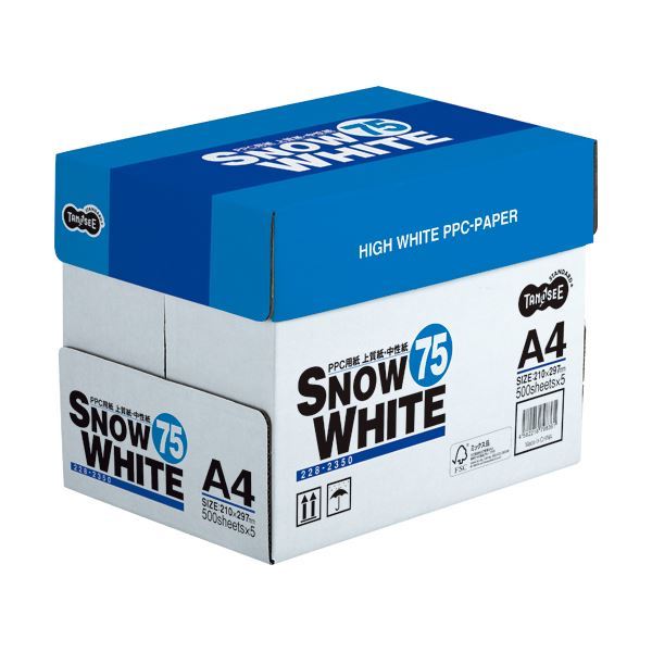 （まとめ） TANOSEE PPC用紙 SNOW WHITE 75 A4 1箱（2500枚：500枚×5冊） 【×10セット】のサムネイル