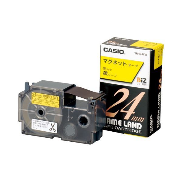 （まとめ） カシオ CASIO ネームランド NAME LAND マグネットテープ 36mm×1.5m 黄／黒文字 XR-36JYW 1個 【×2セッ