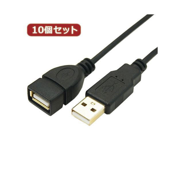 変換名人 10個セット 極細USBケーブルAオス-Aメス 3m USB2A-AB／CA300X10