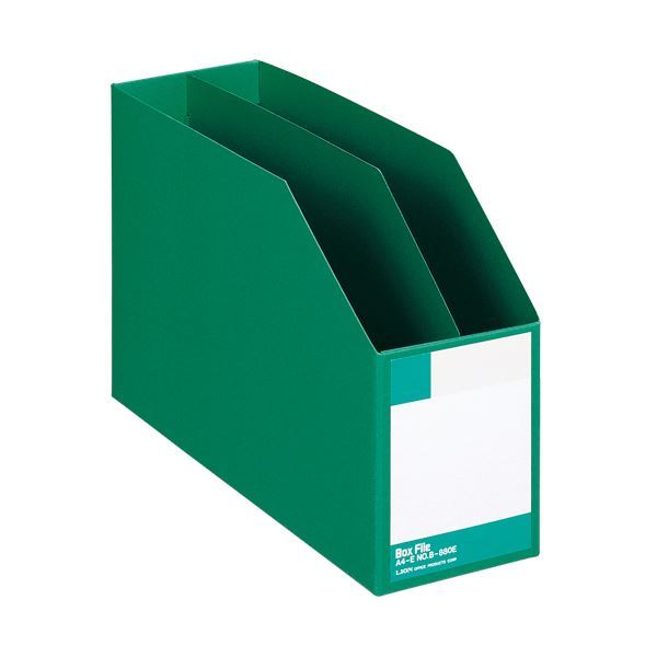 （まとめ）ライオン事務器 ボックスファイル 板紙製A4ヨコ 背幅105mm 緑 B-880E 1冊 【×5セット】