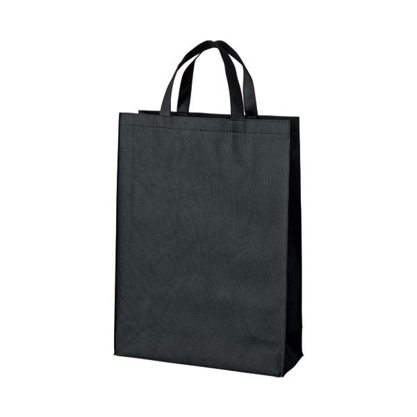 (まとめ）スマートバリュー 不織布手提げバッグ中10枚ブラックB451J-BK【×5セット】