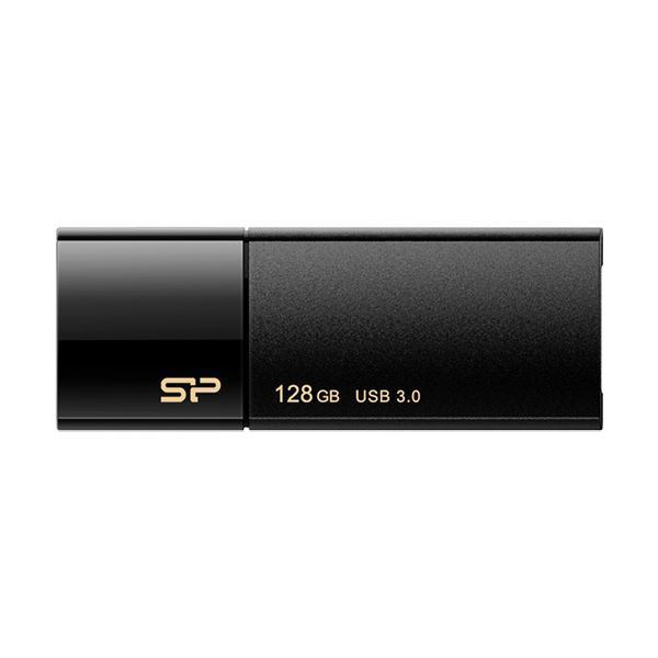 (まとめ）シリコンパワー USB3.0スライド式フラッシュメモリ 128GB ブラック SP128GBUF3B05V1K 1個【×3セット】