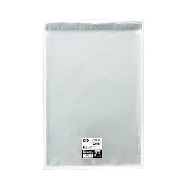 (まとめ) TANOSEE OPP袋 フタ・テープ付A3用 310×430+40mm 1パック（100枚） 【×10セット】