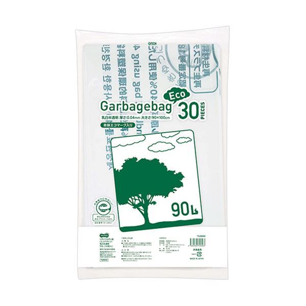 【セール】 （まとめ）TANOSEE 1パック（30枚）【×5セット】 90L リサイクルポリ袋（エコデザイン）乳白半透明 その他