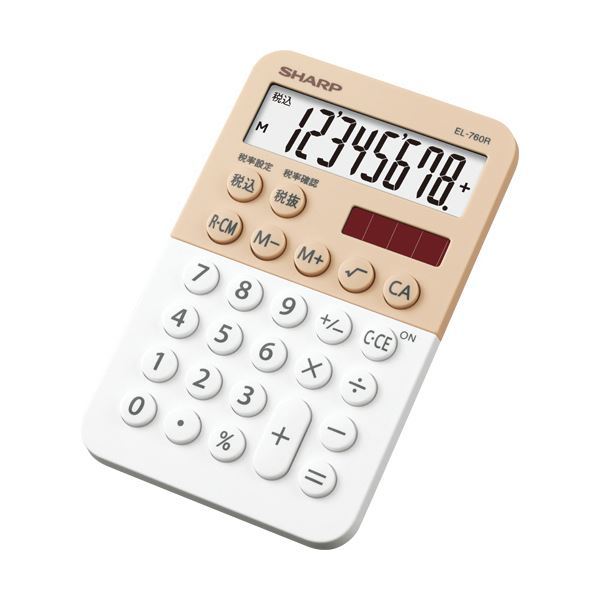 (まとめ) シャープ カラー・デザイン電卓 8桁ミニミニナイスサイズ ホワイト系 EL-760R-WX 1台 【×10セット】
