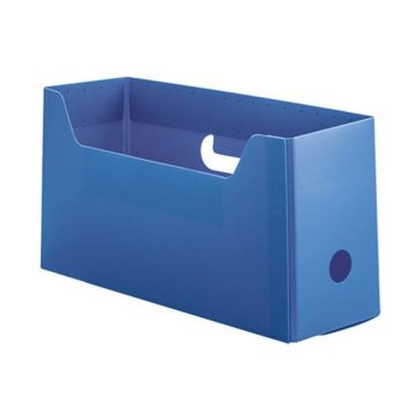 （まとめ）TANOSEE PP製ボックスファイル（組み立て式）A4ヨコ ショートサイズ ブルー 1セット（10個）【×5セット】