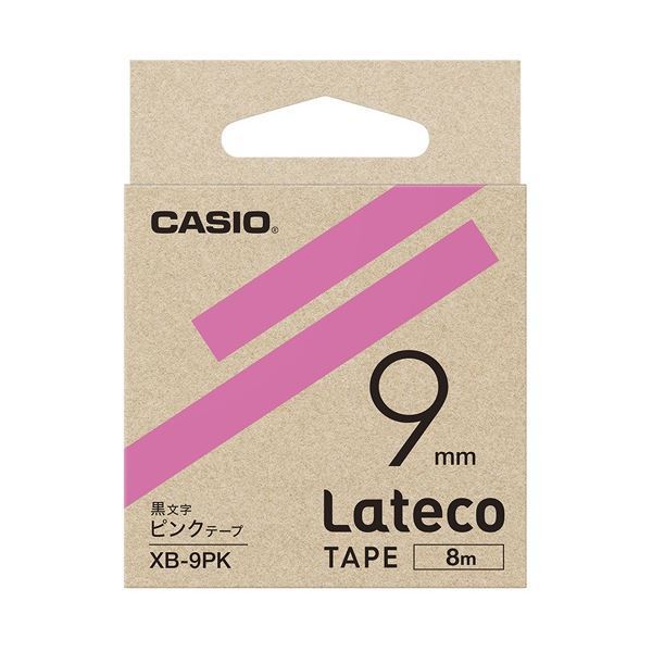 【即納&大特価】 （まとめ）カシオ計算機 ピンクに黒文字（×10セット） ラテコ専用テープXB-9PK ラベル用品