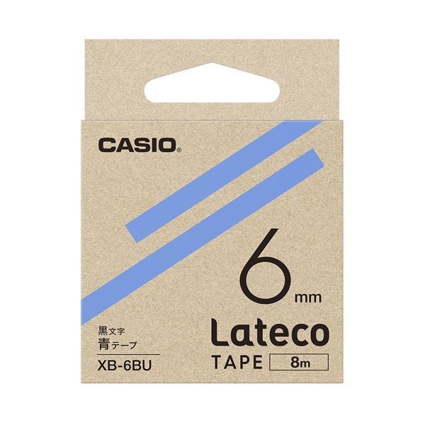 品質保証 （まとめ）カシオ計算機 ラテコ専用テープXB-6BU 青に黒文字（×10セット） ラベル用品