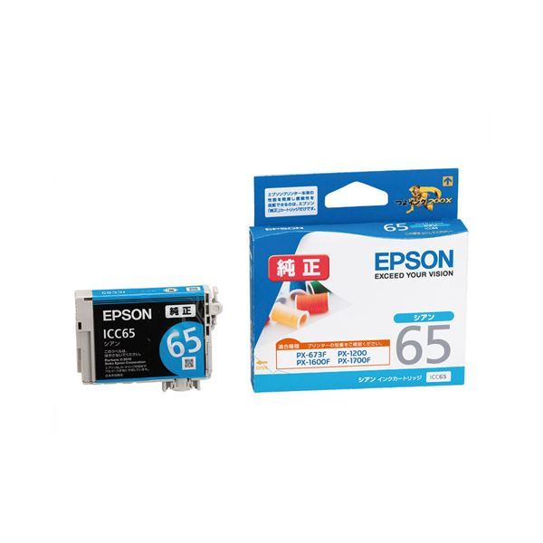 (まとめ) エプソン EPSON インクカートリッジ シアン ICC65 1個 【×10セット】