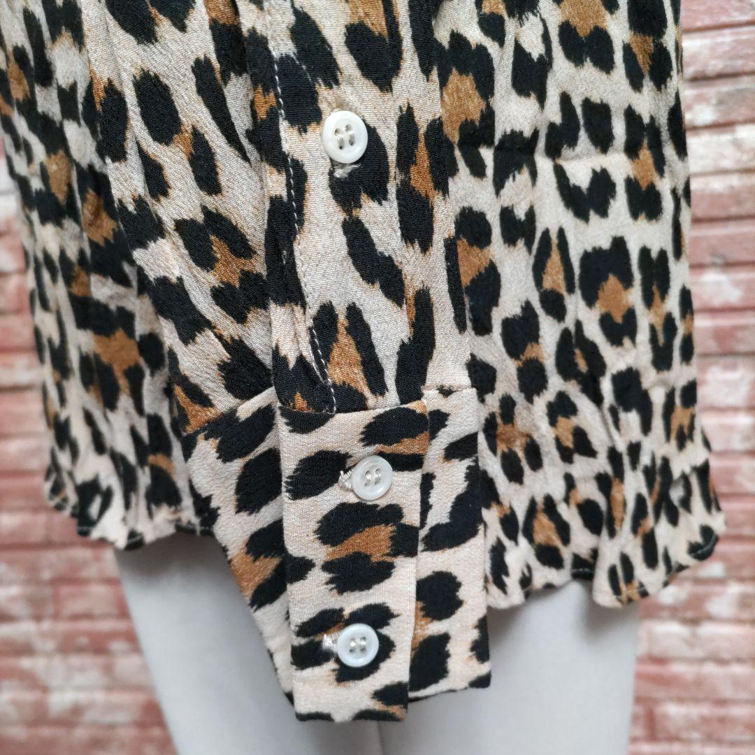  Zara u- man Leopard принт длинный рукав искусственный шелк рубашка US-M