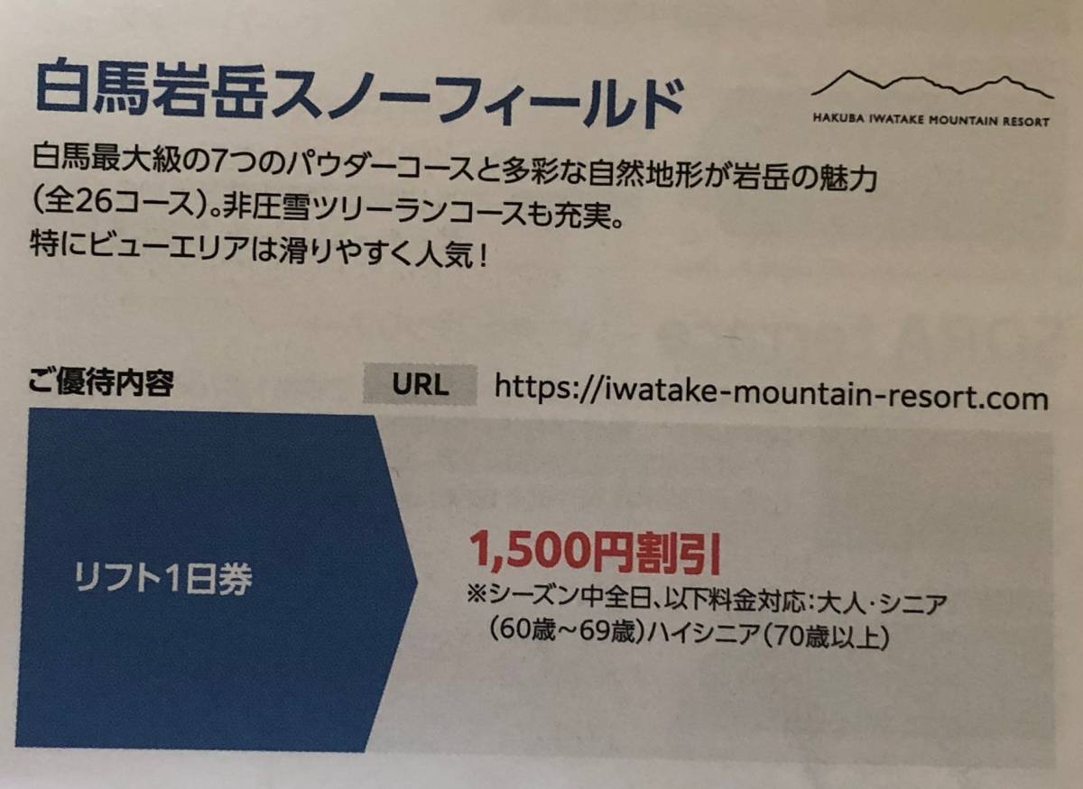 白馬岩岳マウンテンリゾート 大人１日リフト券 56％以上節約 - スキー場