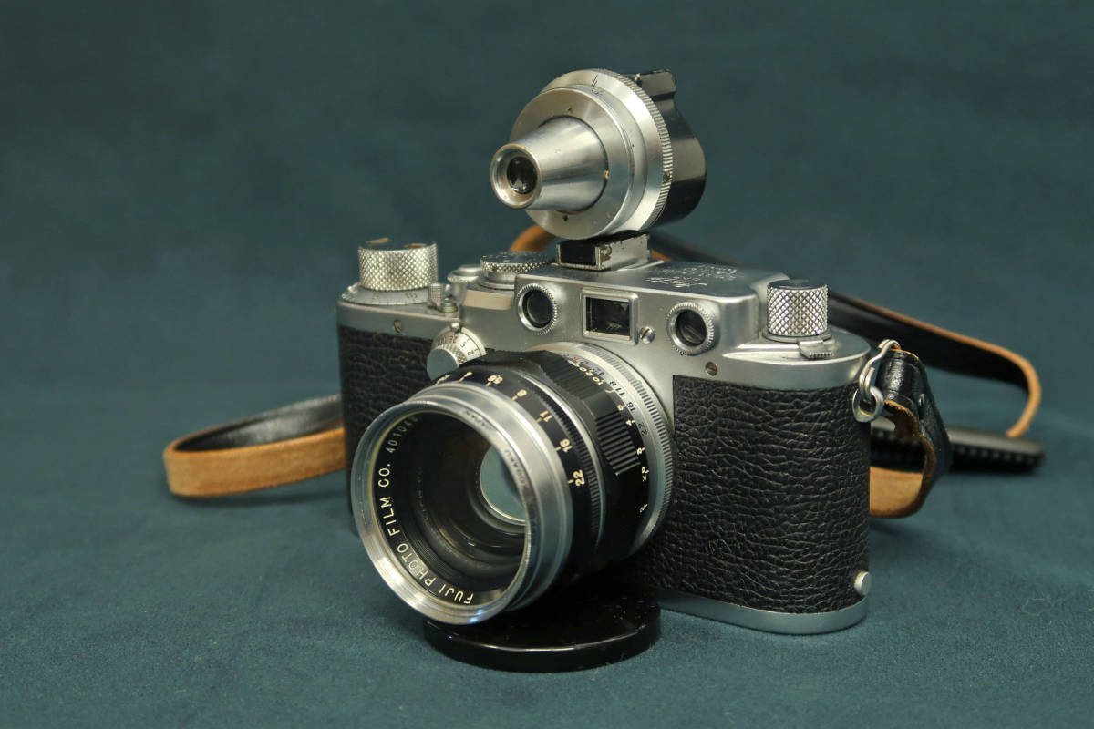 カメラ(3) バルナック ライカ Leica レンズ FUJINON L 1:2 f=5cm 外付けファインダーVIOOH ストラップ カバー付き 現状品