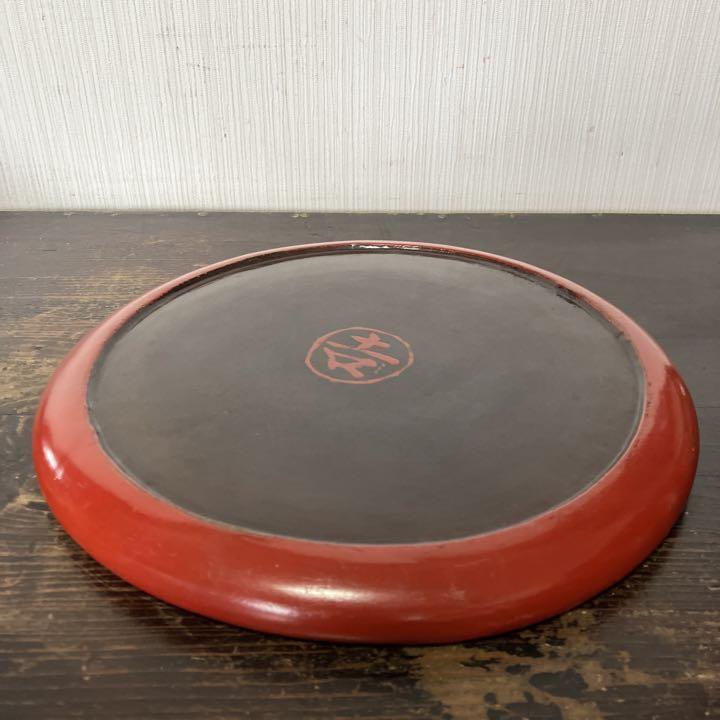 高速配送 古い時代の朱塗 根来盆 木箱 古道具 骨董 アンティーク 李朝