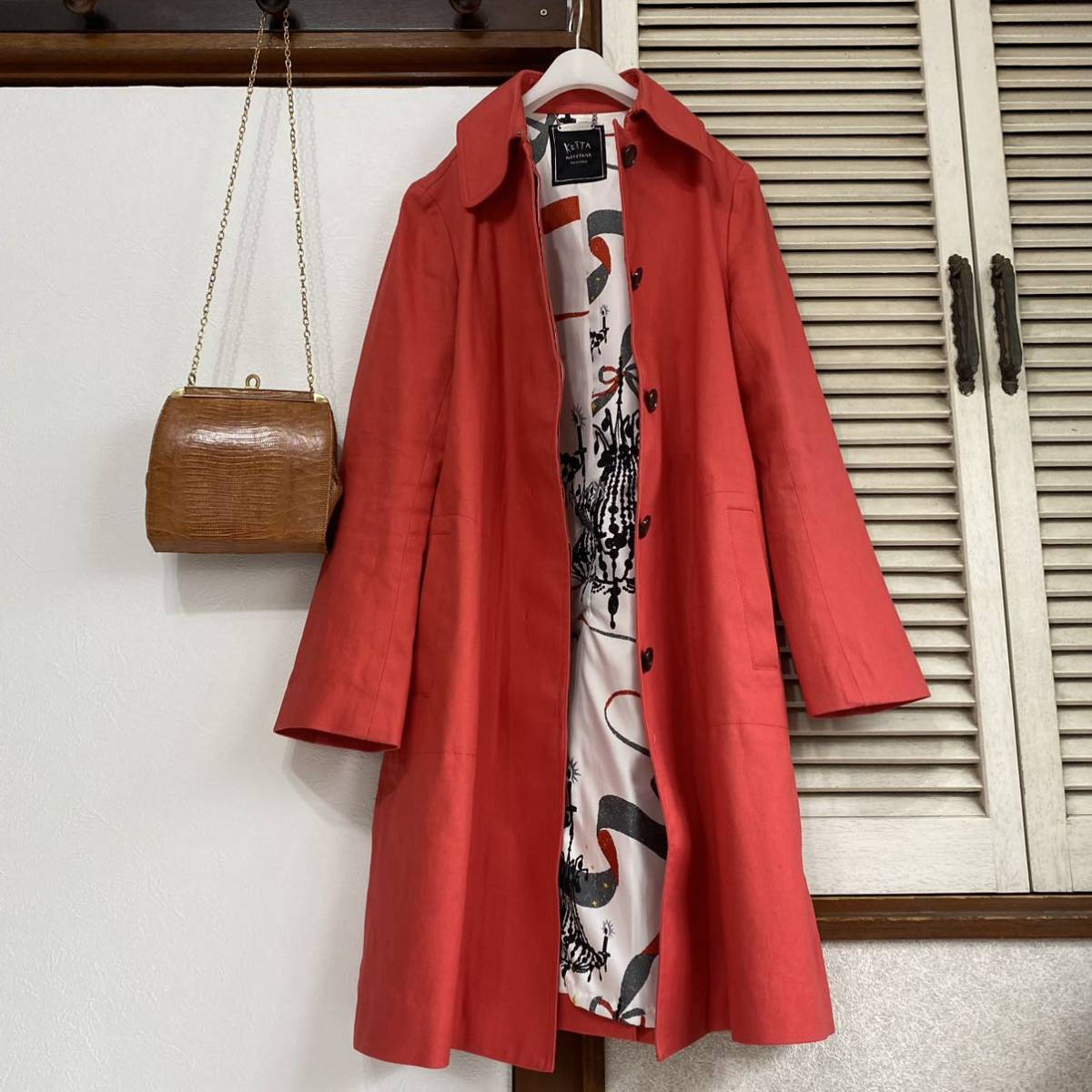  Keita Maruyama KEITA MARUYAMA * cotton 100% turn-down collar coat spring coat size 1 lining total pattern sombreness red y23011909