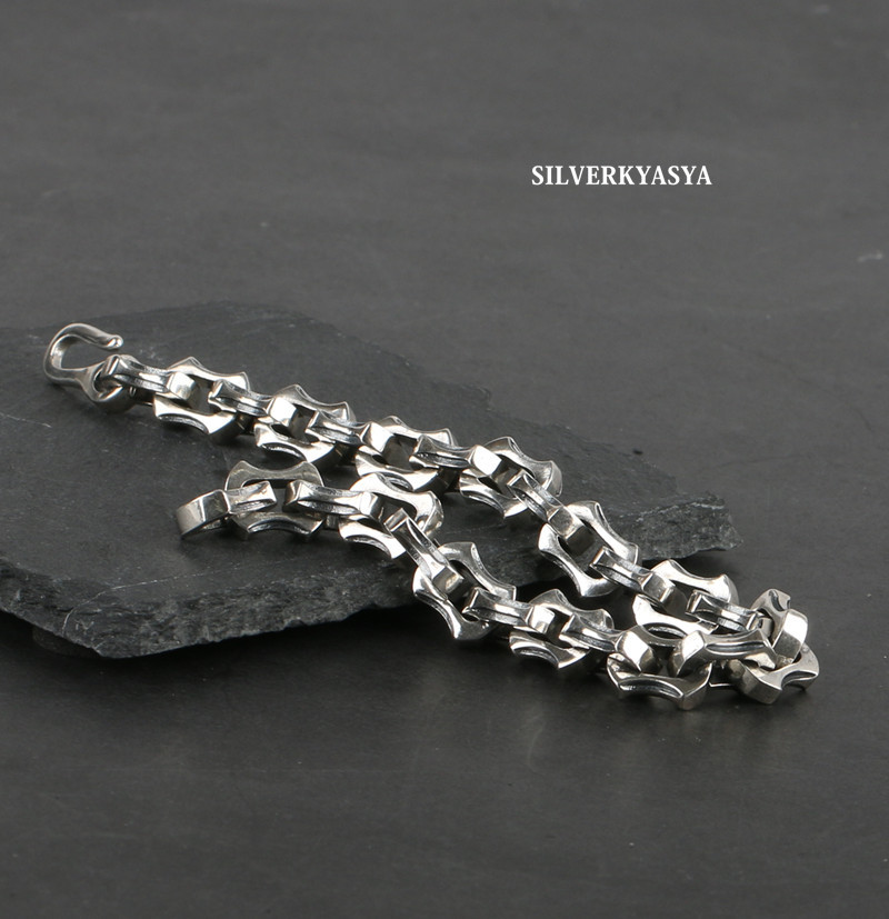  silver 925 chain bracele futoshi width bangle 925 dragon . bracele adzuki bean chain link -ply thickness bracele 