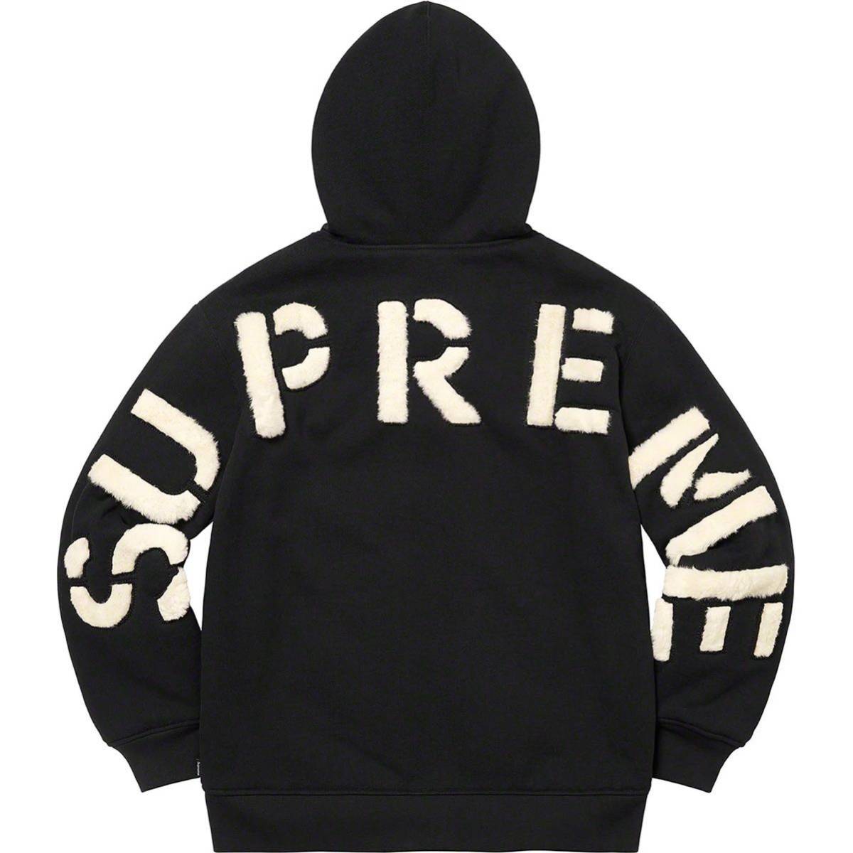 【新品未使用】 22AW 23 新品 Supreme シュプリーム FAUX FUR LINED ZIP UP HOODIE SWEATSHIRT フーディー スウェット BLACK S ブラック 黒_画像1