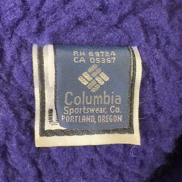 90s Columbia USA made year flap boa fleece cap S/Mto trumpet - hat Pilot ear present .ULTREX 80s Vintage green purple 