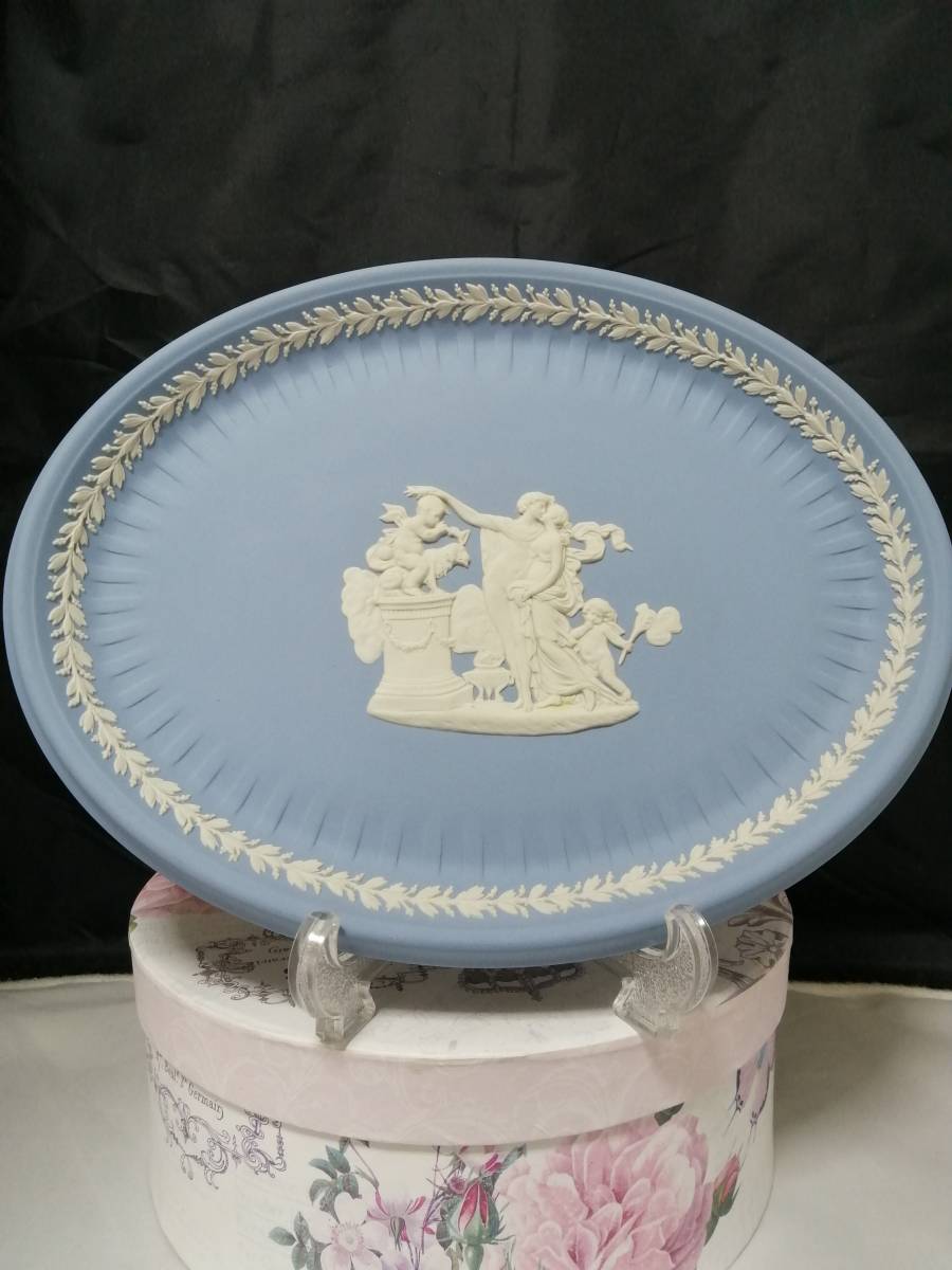 経典 25X19CM 未使用◇自宅保管 WEDGWOOD オーバルプレート ブルー