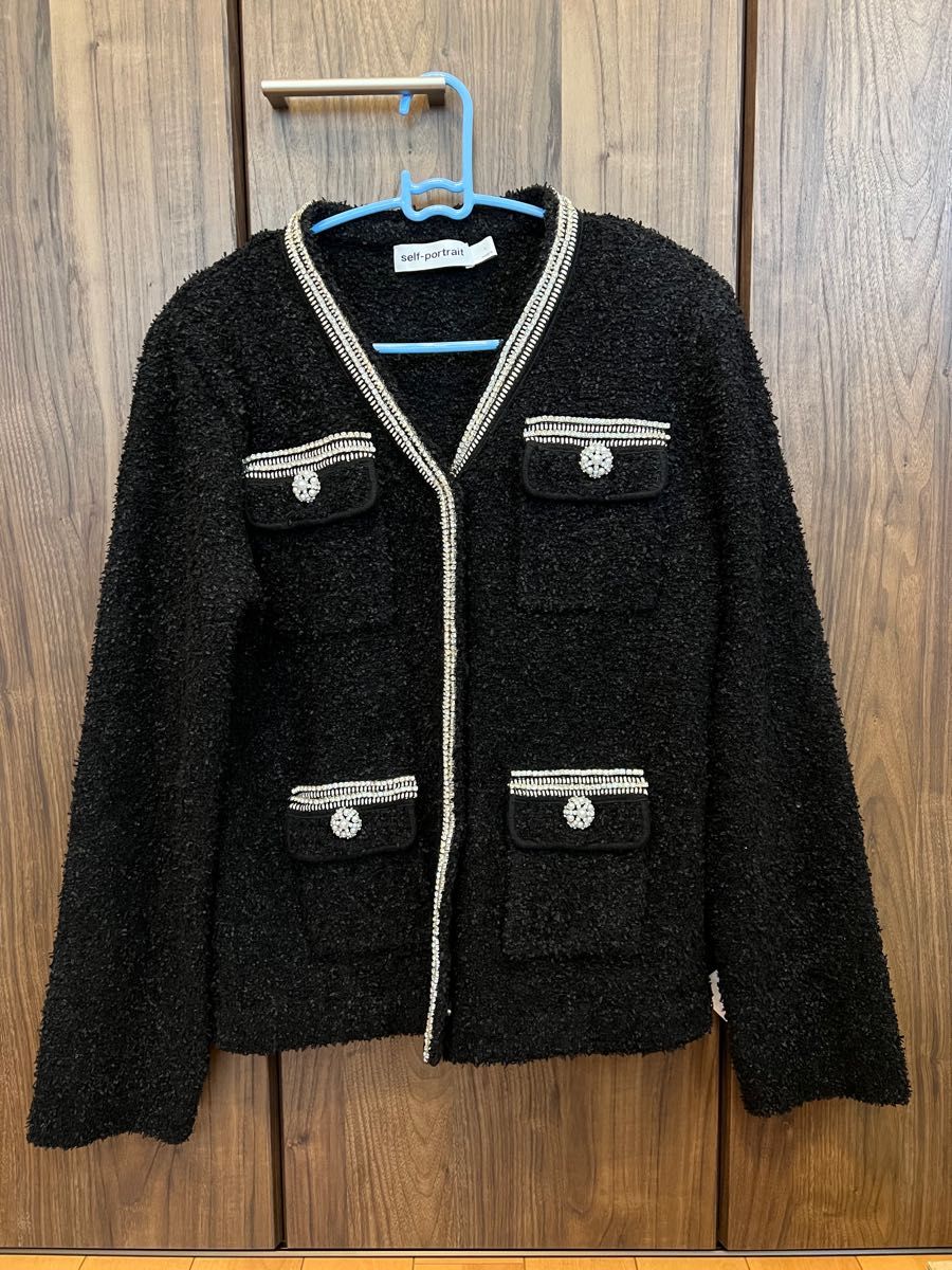 ☆新品☆ self portrait クリスタル ブークレーカーディガン ブラック