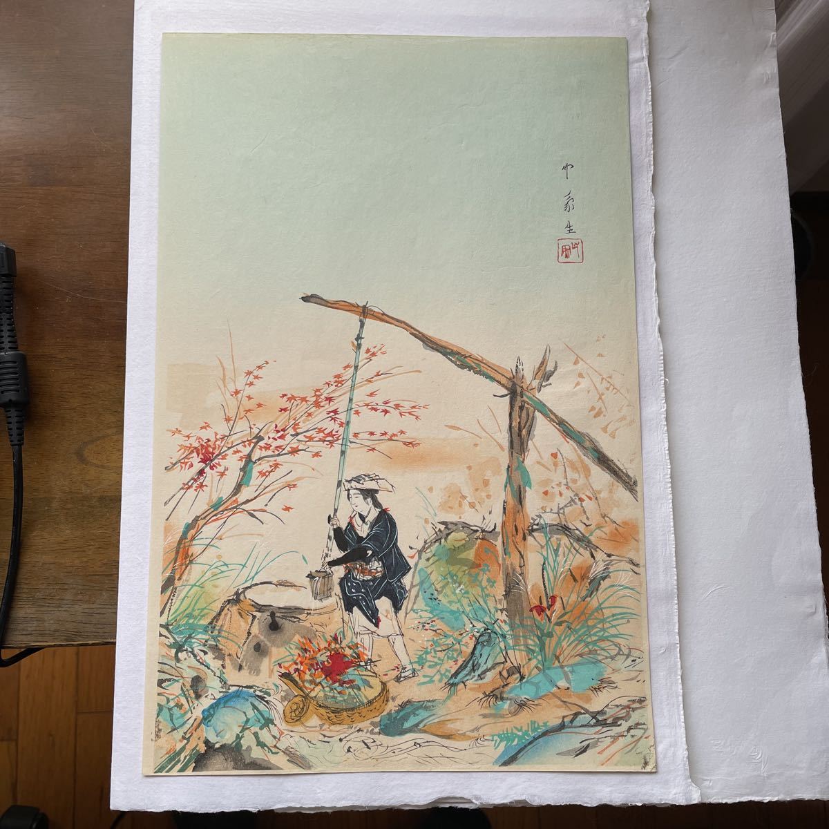 即決!真作 堂本印象/木版画 美人画(検索=秋紅葉 浮世絵 鏑木清方 省