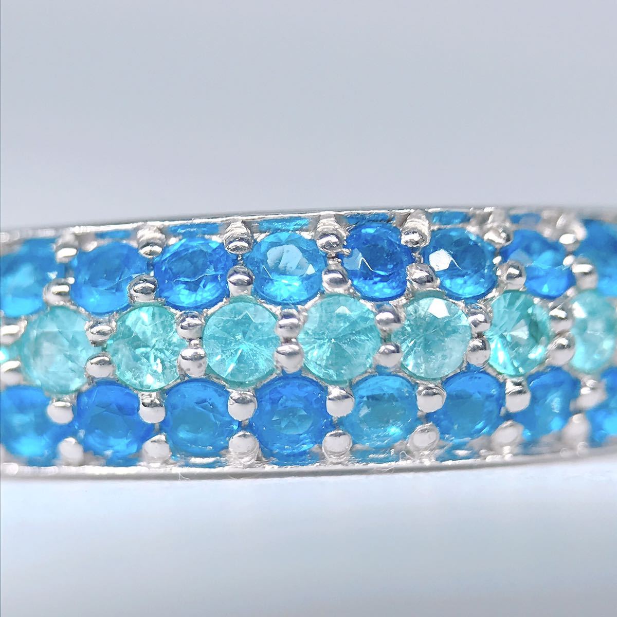 パライバトルマリン 0.18ct アウイナイト 0.25ct パヴェリング 9号 ...