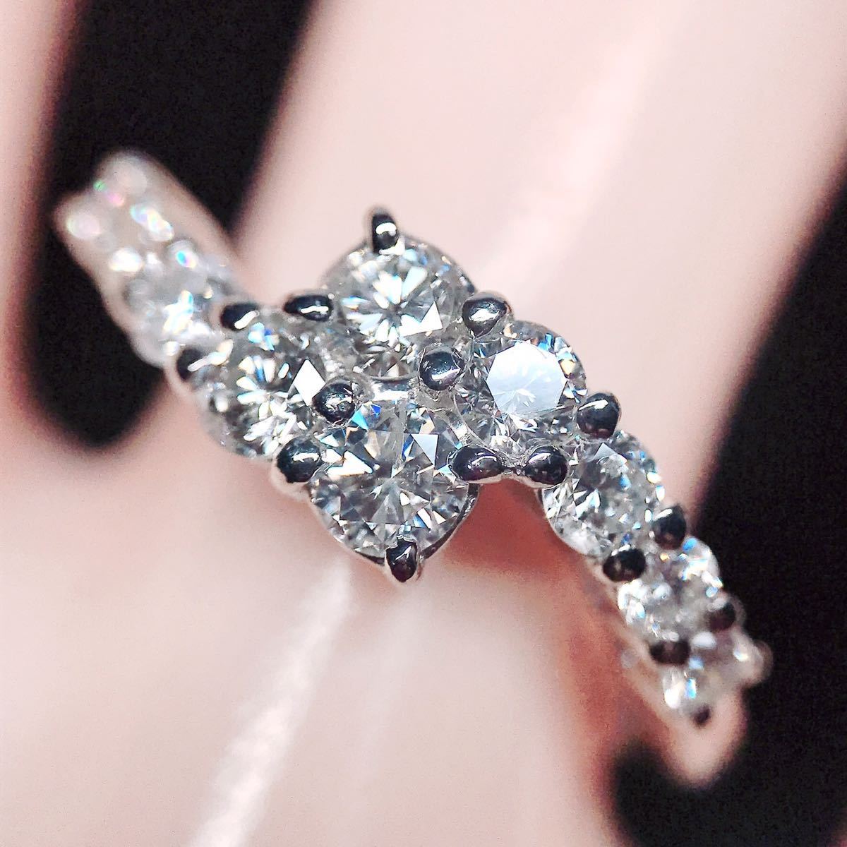 0.70ct セイコージュエリー ダイヤモンドリング PT900 ダイヤ 0.7ct ハーフエタニティ SEIKO