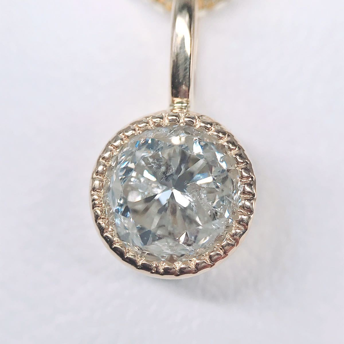 1.051ct 1粒 ミル打ち フクリン ダイヤモンド ペンダントトップ K18