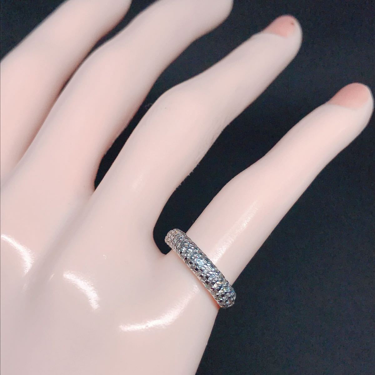 A4等級以上 0.50ct パヴェ ダイヤモンドリング PT900 ピンキーリング