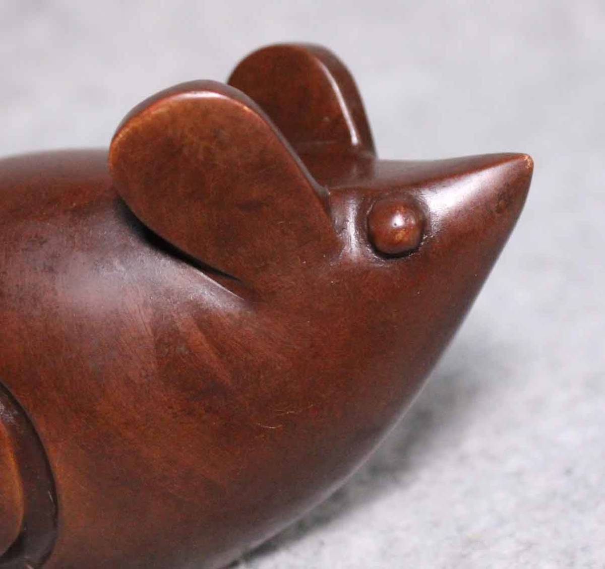 金属工芸●鼠 置物 その1 在銘 栄●銅製 11cm ブロンズ像 bronze mouse ネズミ 干支の画像9