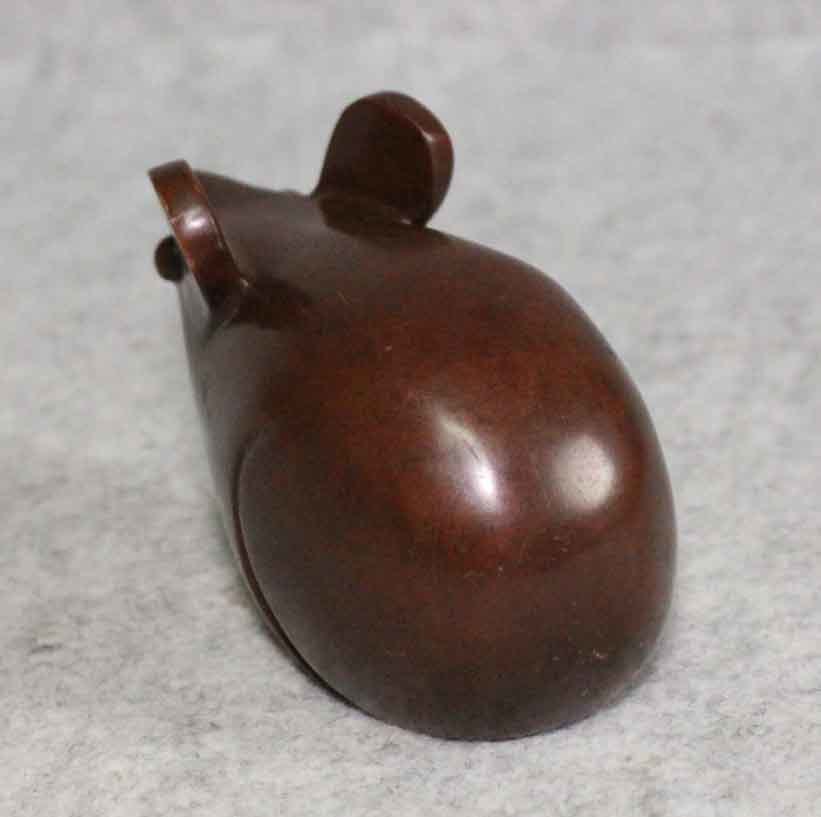 金属工芸●鼠 置物 その1 在銘 栄●銅製 11cm ブロンズ像 bronze mouse ネズミ 干支の画像5